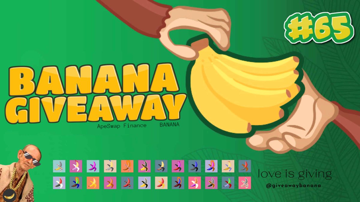 giveawaybanana's tweet photo. BANANA GIVEAWAY #65

Prize: 5x $BANANA 🍌
Worth of ~ $9 ($1,75 each)

1. Follow @giveawaybanana 
2. Like and Retweet
3. Comment: #NonFungibleBananas are coming! 🍌

Drawn: in ~ 24 hours

#giveaway #giveaways #cryptogiveaway
#BSC #cryptocurency #crypto #ApeSwap https://t.co/aTuHk5lyWj