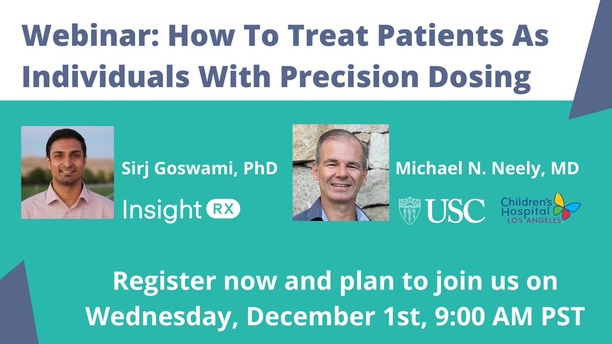 On Dec. 1, hear individualized drug dosing approaches and how #PrecisionDosing improves drug safety and efficacy from Dr. Michael Neeley at @CHLA: bit.ly/31Gulgv