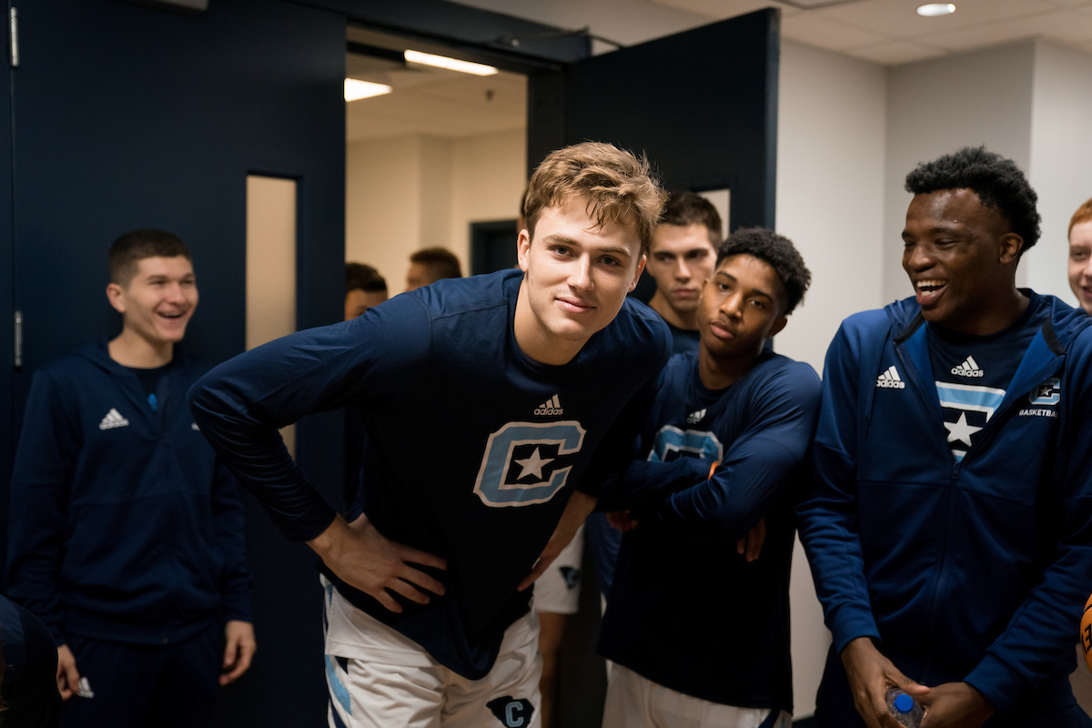Citadel1842's tweet photo. Hoops are back, and our Dogs are on top! @CitadelHoops took down Morris College today during the first home basketball game of the season. #OurMightyDogs #EmbraceThePace https://t.co/zpcMt3AHP8