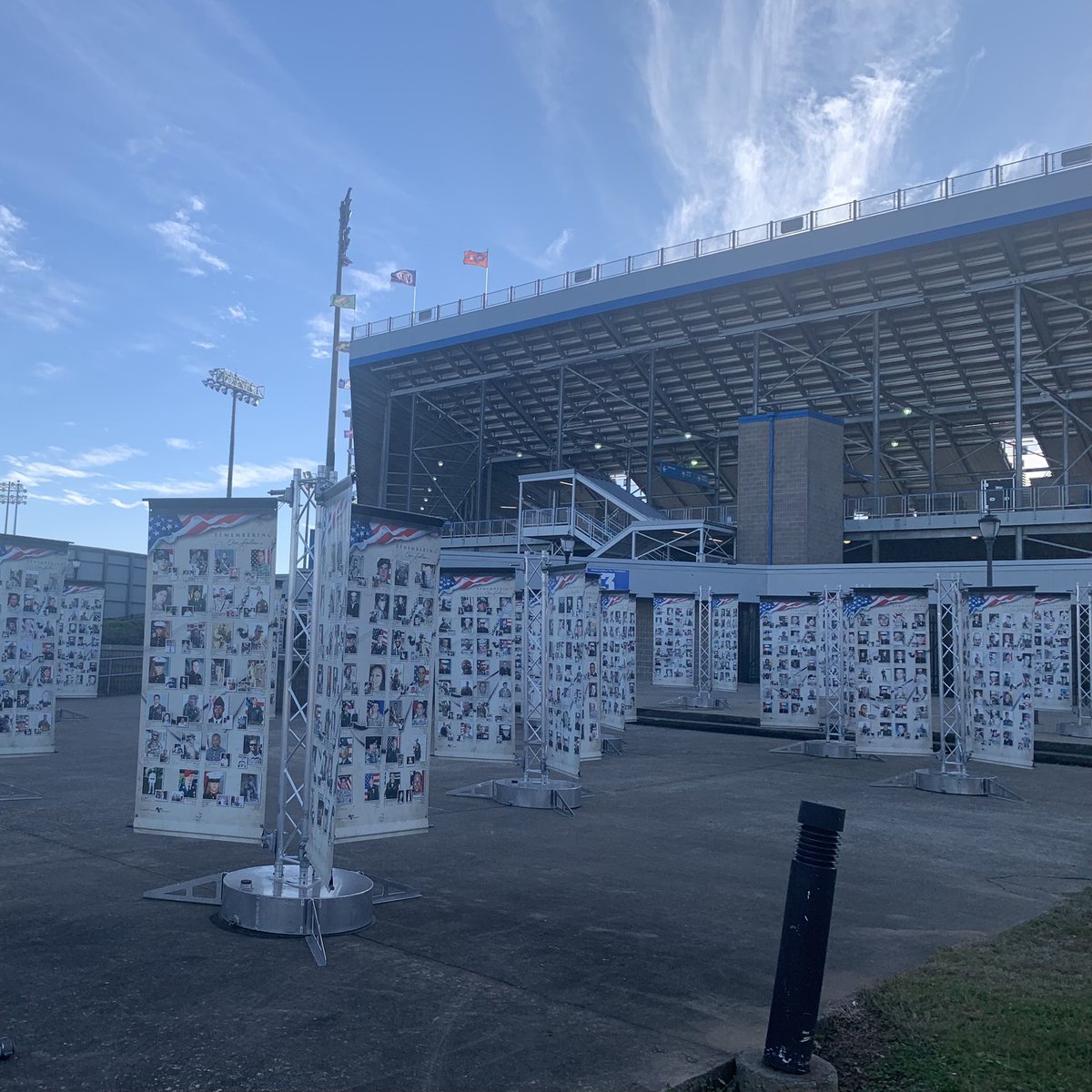 MTAthletics's tweet photo. The Remembering Our Fallen memorial is set up at Gate 3 of Floyd Stadium. Take a few minutes to walk through it on your way to the @MT_MBB game tonight or @MT_FB game tomorrow. https://t.co/0r44DHwSGu