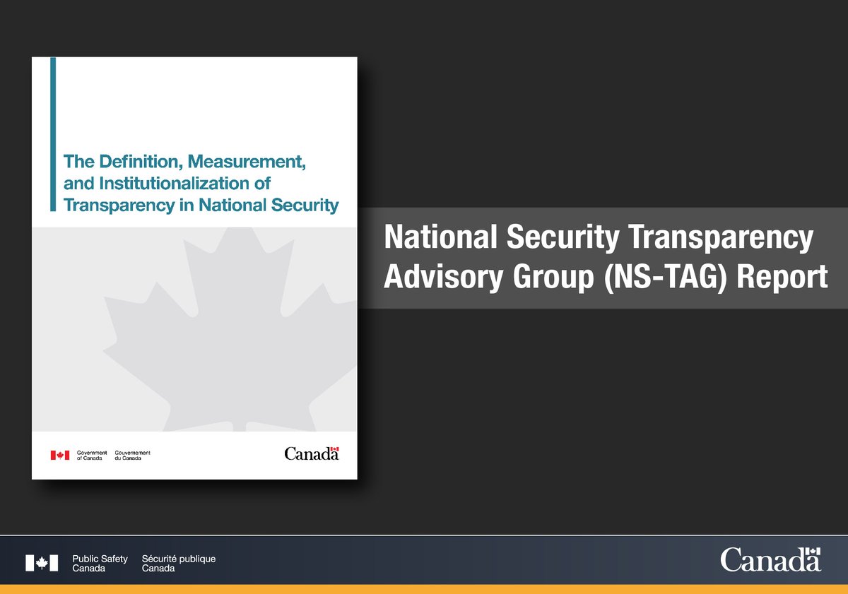 Safety_Canada's tweet photo. (1/2) #Transparency is key for the #GoC, even in National Security. 

To increase #Transparency in #CdnNatSec, the #NSTAG invites you to check out their second report to our Deputy Minister. 

Find it here: https://t.co/niDzuV4Dwa https://t.co/snFmIFo7vA