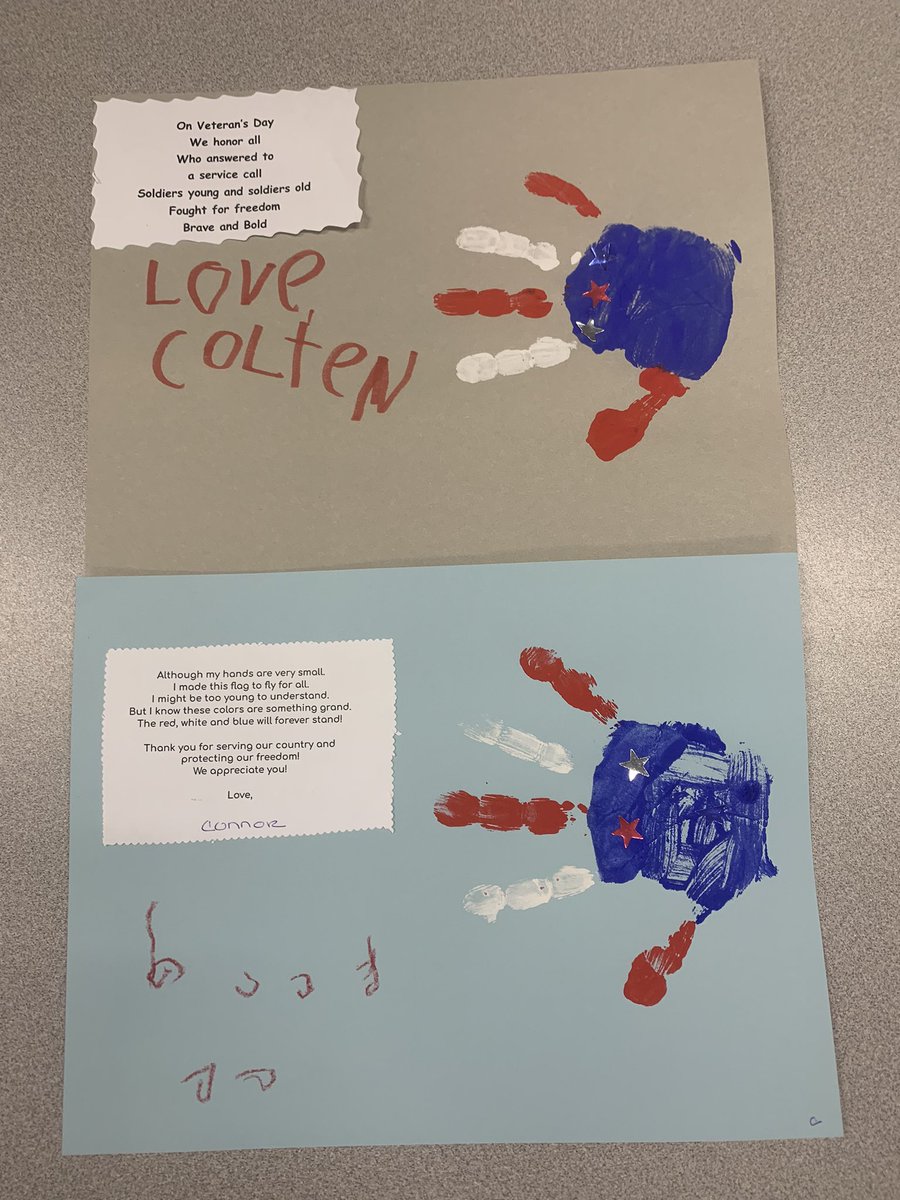 Warren PK and Grade 1 math love our Veterans ❤️