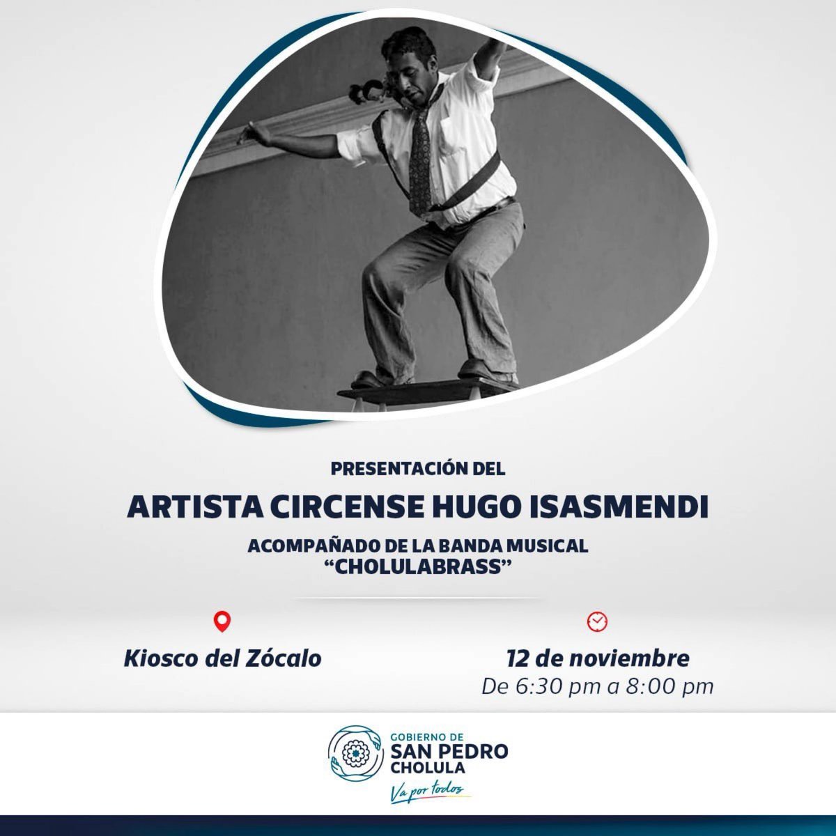 📌 Hoy 12 de noviembre tenemos una cita en el kiosco del zócalo para vivir la cultura en #SanPedroCholula. ✨

⏰ De 6:30pm a 8:00pm
🎟 Evento gratuito

¡No faltes! 
#VaPorTodos 🙌🏽