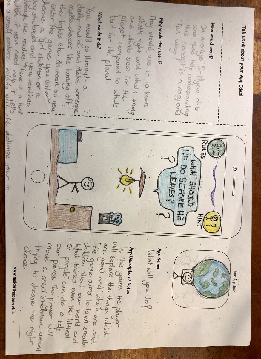 Carolside_PS's tweet photo. What Will You Do? A thought provoking app to support you when making choices in your daily routines. Another creative app idea from Primary 6. @makeith_app_en #Happathon https://t.co/7n5TCwfKLK