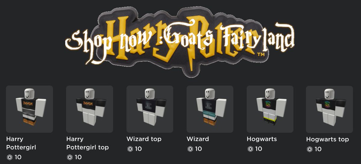 _SaikoDoll_'s tweet photo. So far 3 New HP outfits added :D
Shop here: https://t.co/9lyUmBcTAb
#HarryPotterfans #harrypotter #hogward #RobloxDev #RobloxDevs https://t.co/ov56rY0smj