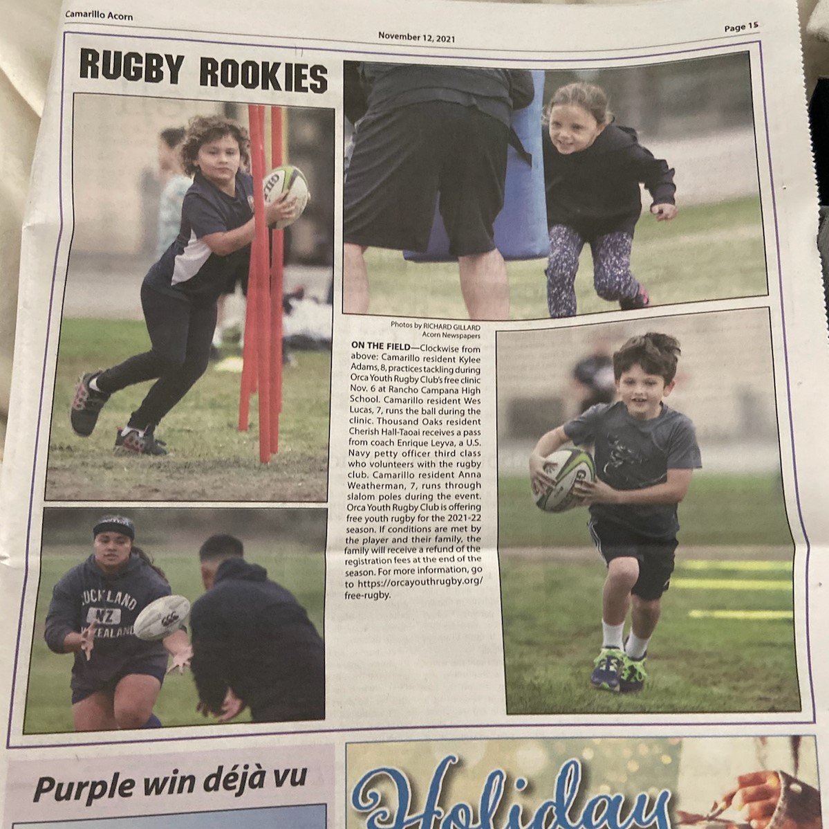 OrcaYouthRugby's tweet photo. Great to see Youth Rugby making it into the local paper....
@camarilloacorn #rugbyopenday #orcacares #freerugby #morethanjustarugbyclub #wearefamily #weareorca #goorca #orcayouthrugby #orcarugby #loverugby #youthrugby #rugbyteam #venturacounty #rugbyfamily #localrugby #rugbywins https://t.co/tJX9Suyf5e