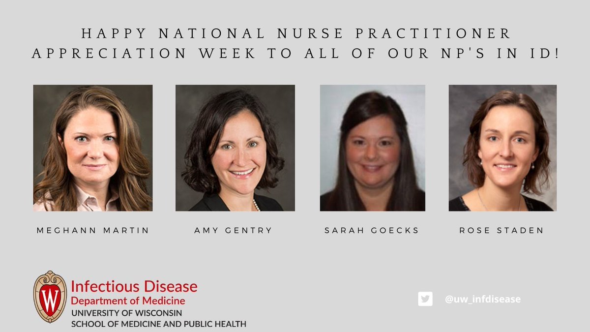 uw_infdisease's tweet photo. As the week comes to a close, we want to thank our amazing NPs here in #InfectiousDisease who are a vital part of our team.  Thank you for all you do every single day! #npweek2021 ❤️❤️ https://t.co/CzdtDFMHYu