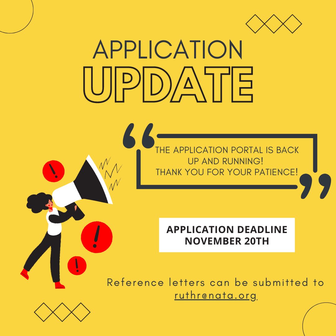 NATASLCreps's tweet photo. Students, thank you for your patience as we worked through technical difficulties. We are excited to announce that the application portal is back up and running! The deadline to submit your application is Saturday, November 20th! https://t.co/LzCGiB3PLX