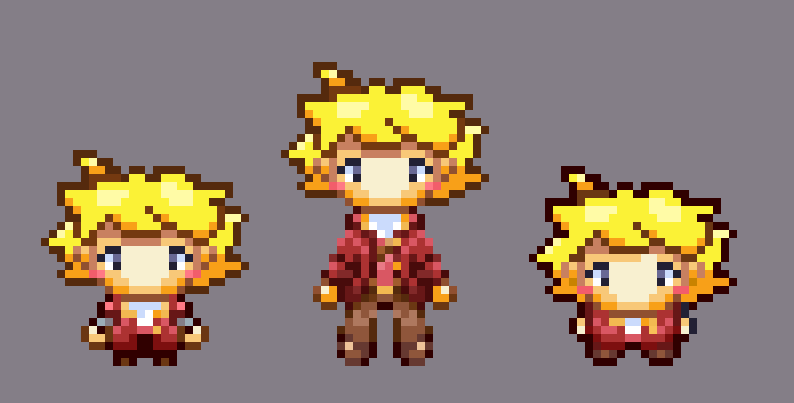 WanderSquadDev's tweet photo. I have three choices. First one can be broken down into smaller parts, and move similar to Paper Mario, the second one works much better with attack animations, The third one is more for a classic rpg feel. Which one should I go for? #indedev #pixelart #indiegame #art #gaming https://t.co/GMMaCGKRyM
