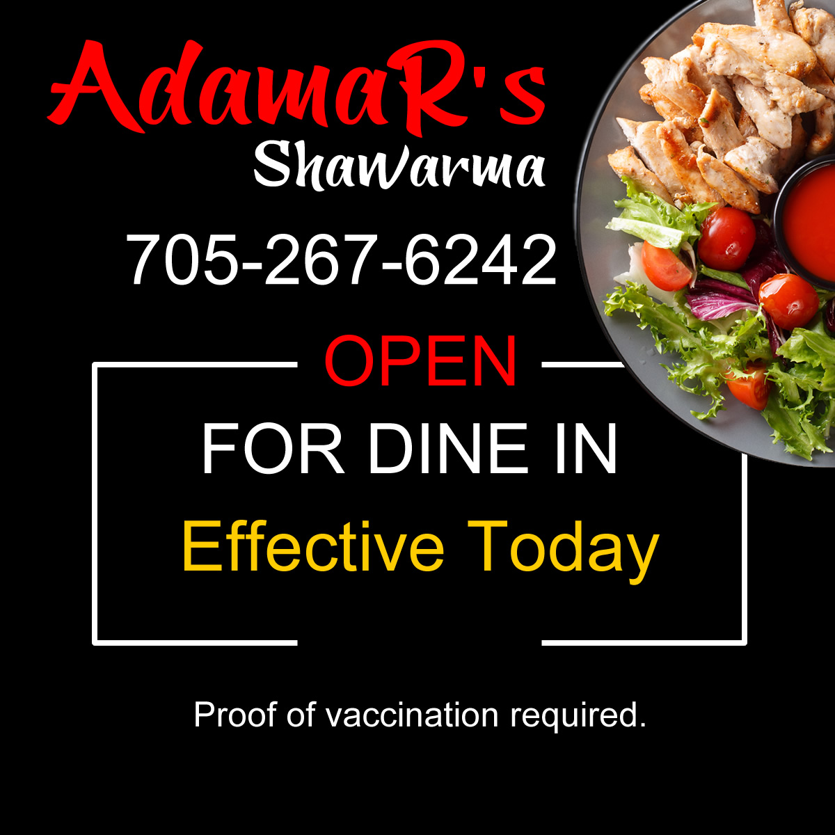 AdamarsShawarma's tweet photo. OPEN FOR DINE IN!
We only have a few tables available but we are eager to feed you! 1800 Riverside Drive (Inside the Ramada)
FULLY LICENSED! #goodfood https://t.co/XKwJo2NI1F