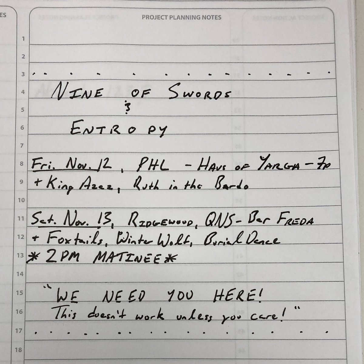 EntropyNY's tweet image. From the desk of @jackascak. See you there tonight/tomorrow.

(Tonight is now a three band bill. Roll through for a fun quick time)