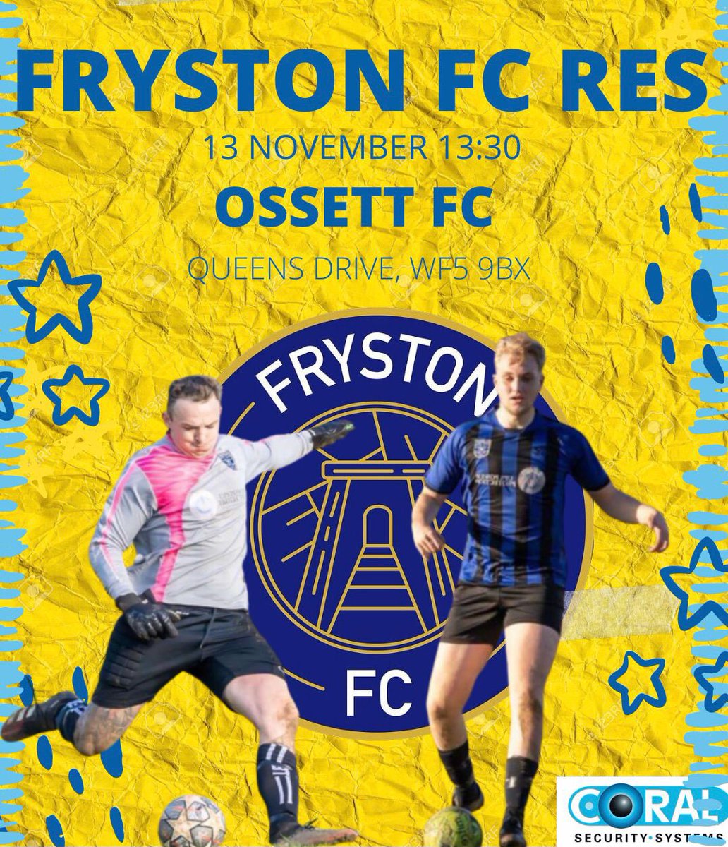 The Reserves are back this week with a game in the county cup!

📆 Saturday 13th November
🆚 Ossett FC
🏟 Queens Drive, WF5 9BX
⏰ 1:30pm kick off 

If you have nothing on come along and support the boys!

#UTF🔵🟡🐸🐸