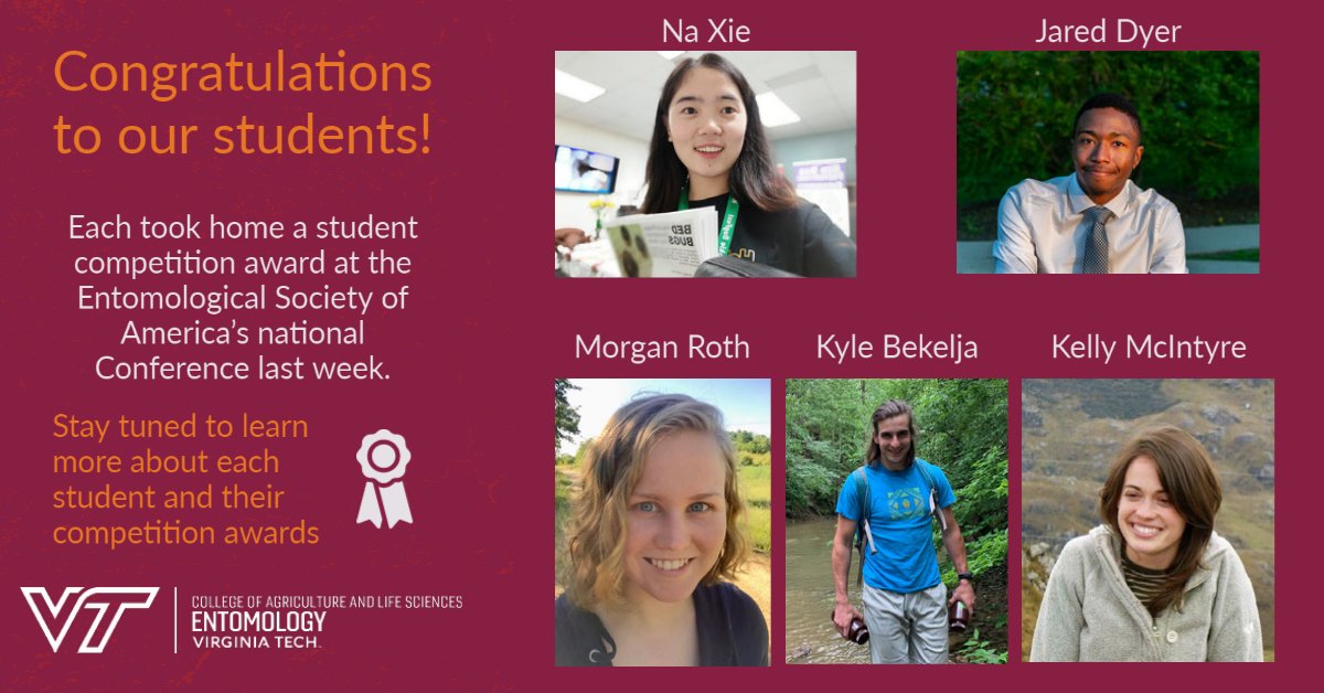 VT_Entomology's tweet photo. Congratulations to our entomology graduate students who performed exceptionally well at the Entomological Society of America's national conference last week! https://t.co/2vnDFnIkpd