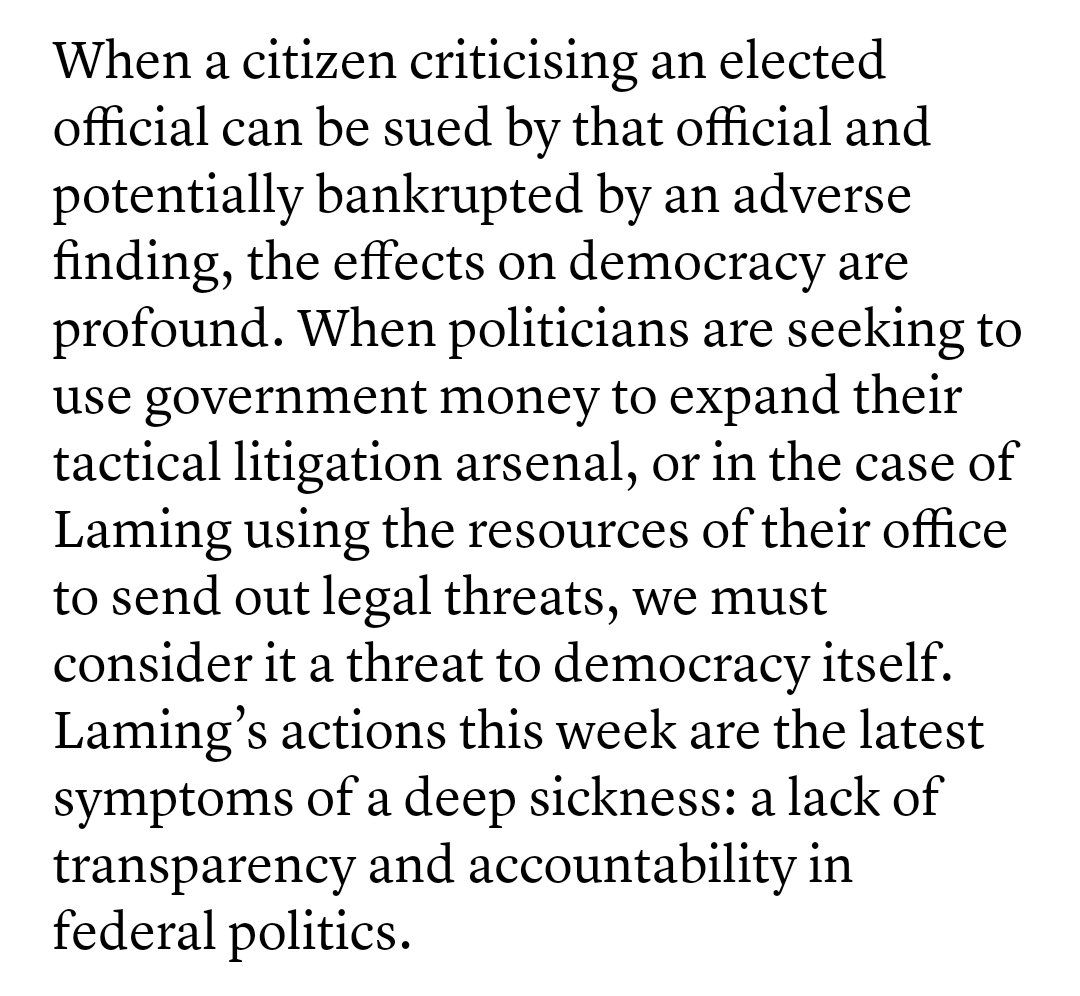 bri_lee_writer's tweet photo. My piece in this week's @SatPaper deals with the #enough crowdfunding (@ninafunnell + @marquelawyers) and the effect of defamation laws on our democracy. Spoiler alert: it's not good. https://t.co/J9esTcOMvs https://t.co/YQWEx4OD7U