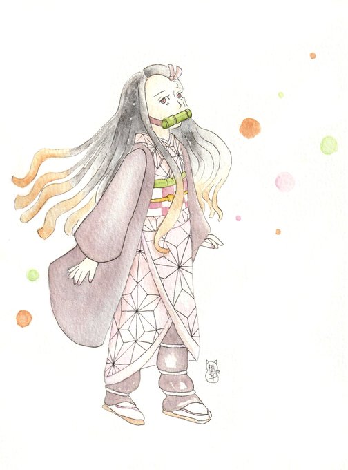 FukumimiさんがTwitterに投稿した竈門禰豆子(鬼滅の刃)のイラスト。
