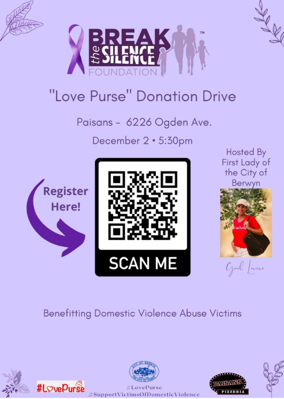 CityofBerwyn's tweet photo. Save the Date and help us #support #victimsofdomesticviolence #endthecycleofabuse #breakthesilence 
Thru this #lovepurse donation drive in the #cityofhomes. Scan QR code to register and share with #advocates #communityleaders https://t.co/PLvyk2MI16