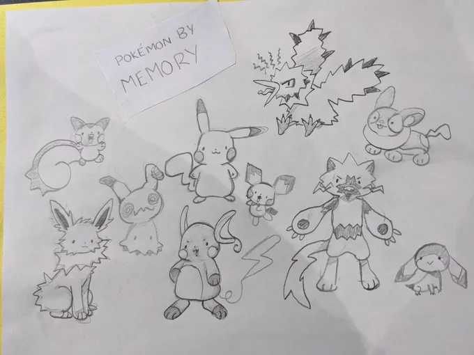One of the kids wanted to draw pokemon by memory with me!! 