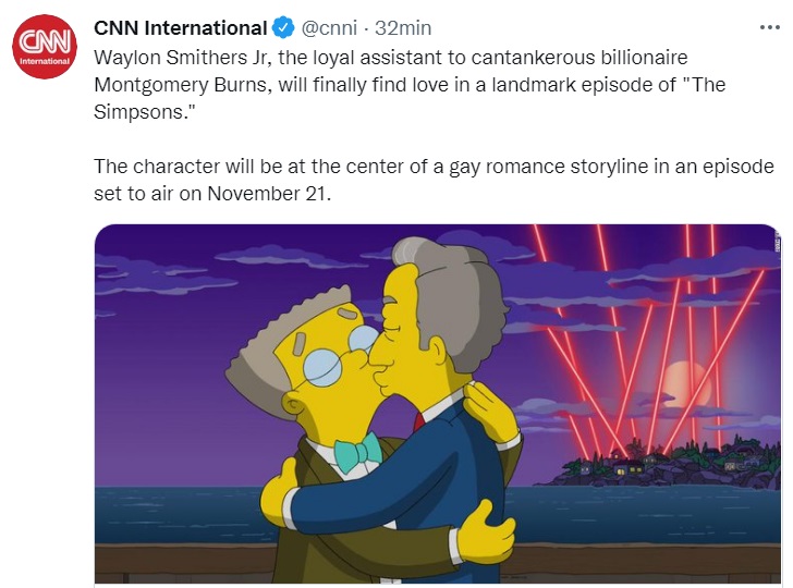 Bobpoprock's tweet photo. Por espacio de 32 temporadas esa gente jugó con la ambigüedad sexual del personaje, miren, lo sacan del closet en la 33!

Y qué mejor época que esta no? https://t.co/Wnoczy1ZDY