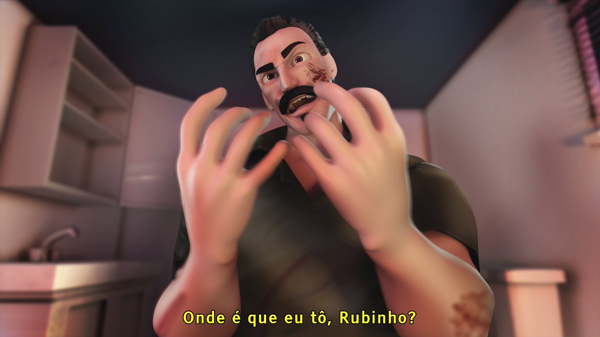 CJalles's tweet photo. "No banheiro! Calma! Calma"
A ida do Rubens no banheiro antes do combate foi friamente calculada pra dar tudo certo e salvar o Balu hahaha 

#calamidade #Ordemparanormal #fanart #3Dart https://t.co/mfaKSJGQmG