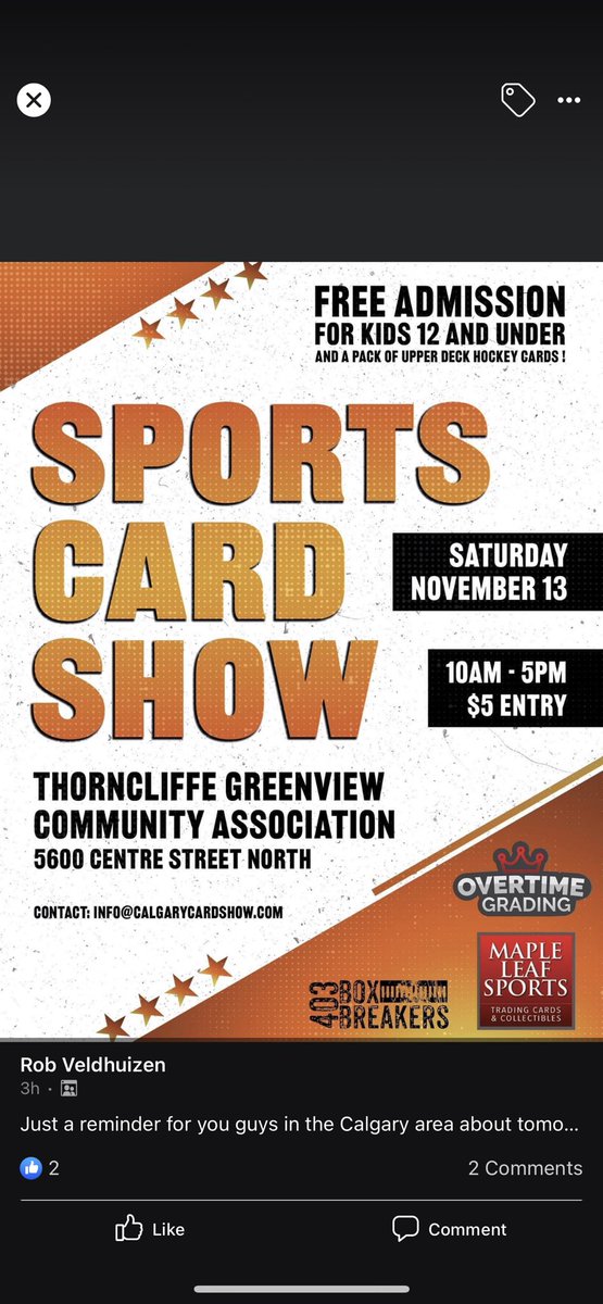 ERHobbies's tweet photo. Don’t forget to come visit us tomorrow at The Calgary Card Show https://t.co/rU9EMFdtKN