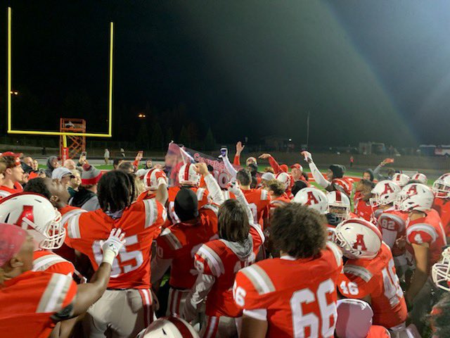 AHSTigersSports's tweet photo. Don’t know if it is worth 1000 words, but these pictures are worth 100 wins! Congratulations to Coach Andy Dyer on his 100th win as head coach at Archer High School! @willhammock @GDPfootball @GPBsports @scoreatlanta https://t.co/m4S039u7e7