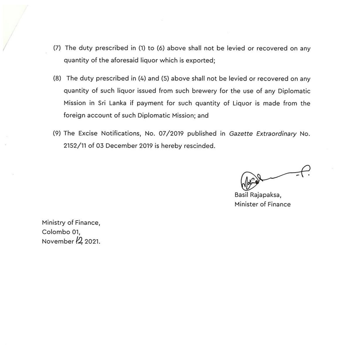 newsradiolk's tweet photo. The Gazette Notification amending the Excise Duty Act has been issued.
#SriLanka #LKA #ExciseNotification #Budget2022 https://t.co/X3VC9Dnc7S
