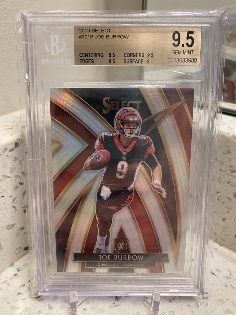 AtlRips's tweet image. 2019 Select Joe Burrow XRC BGS 9.5. Last 9.5 with no subs did $1125. Take this for $1150 delivered. #thehobby #joeburrowcards @Hobby_Connect @HobbyConnector  @sports_sell @CardPurchaser