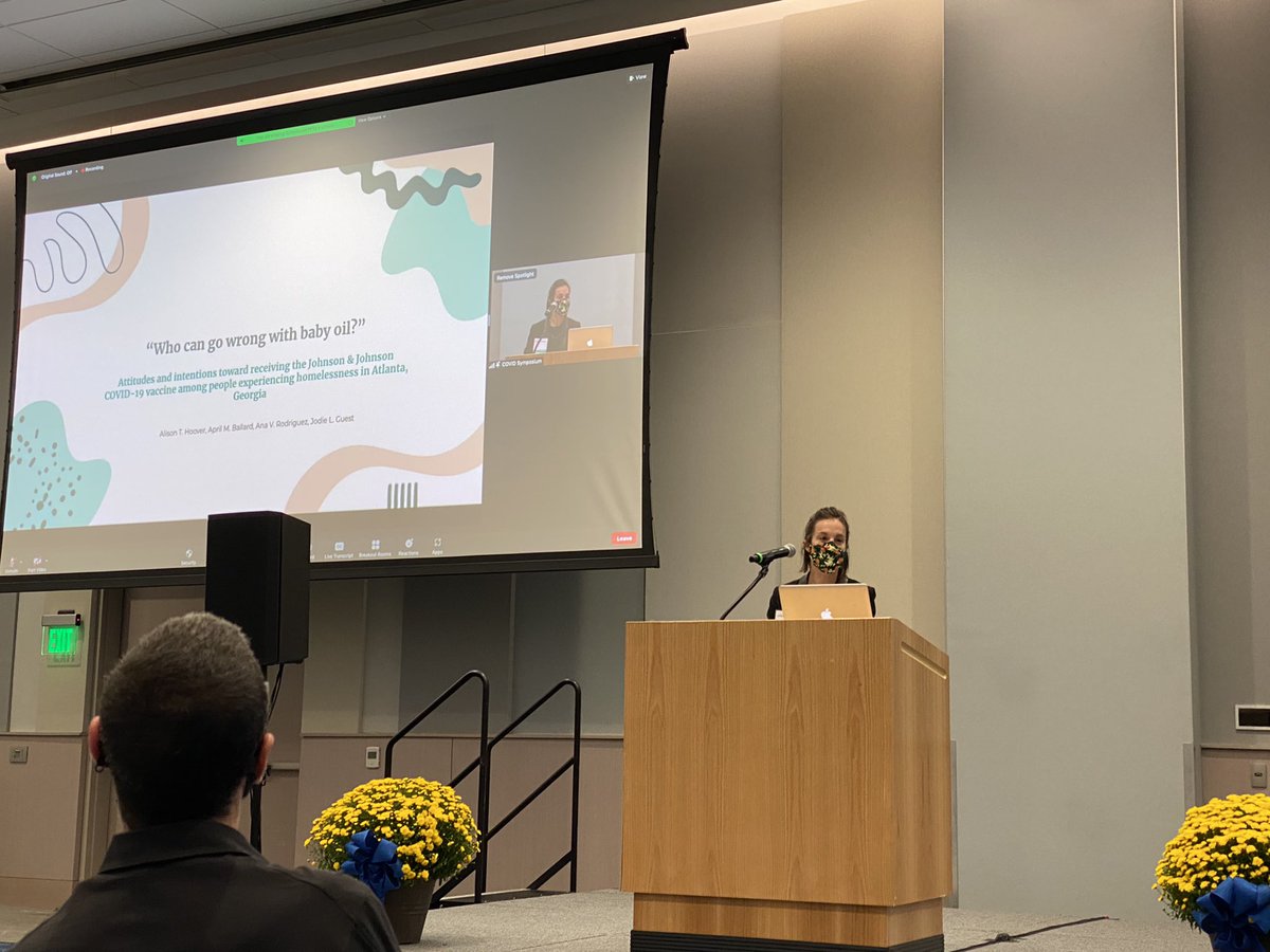 Jlguest's tweet photo. @April_M_Ballard presented perceptions on vaccinations among people experiencing homelessness in collaboration with @athoover99 and @DignityPack /4 https://t.co/HGl5QFppmf