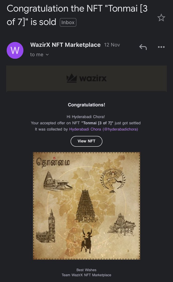 hyderabadichora's tweet photo. So happy to see #TONMAI , my #Genesis #NFT go into @THENFTVILLAIN #NFTcollection. Keep it safe bro. Hoping it brings you luck & prosperity in times to come. #NFTCommunity #nftcollector #NFTs @TamilclubhouseU @NFTMalayali https://t.co/fvwaQVtDLk