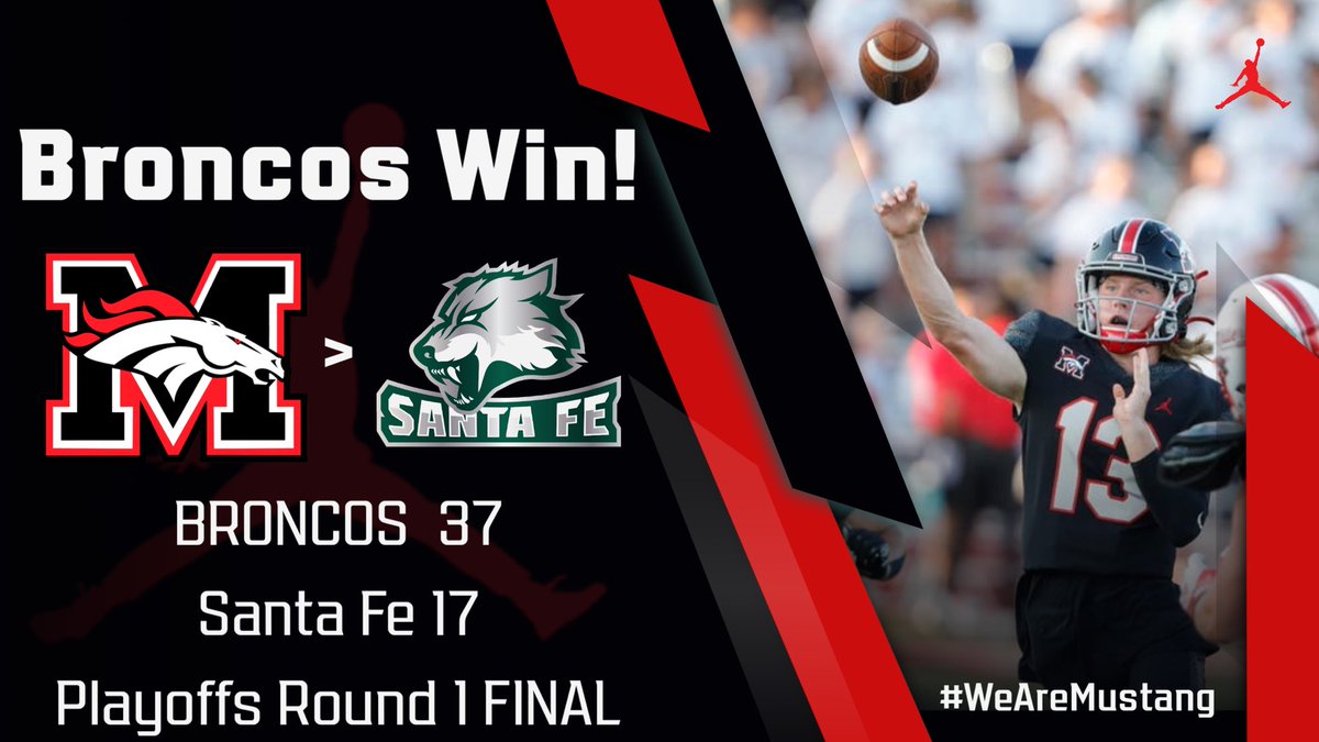 MHSBroncoSports's tweet photo. STATE SEMI-FINALS HERE WE COME! 🐴🏈🔥 https://t.co/pH9MKomiBq
