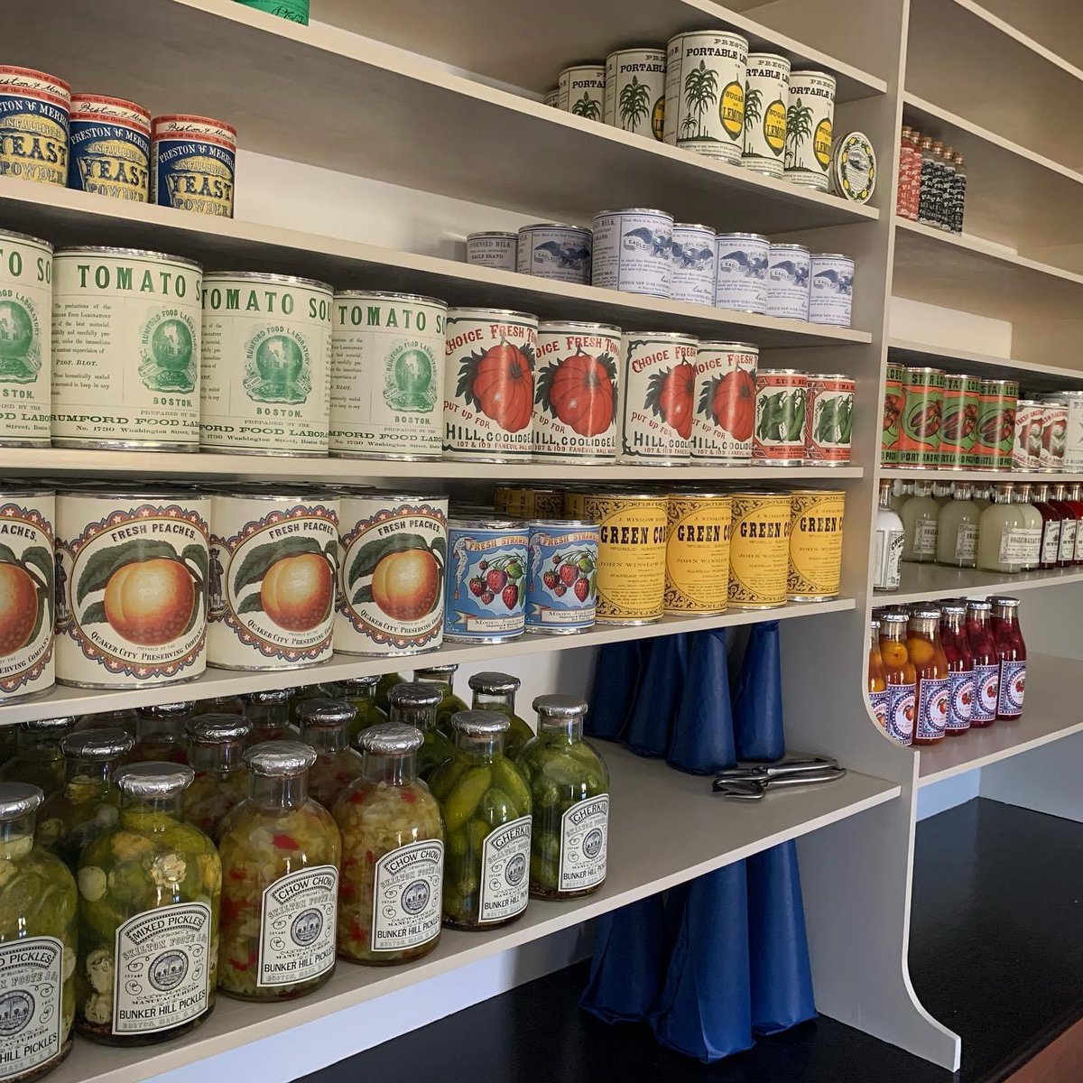 The research and development of merchandise for the restored Brattonsville Store continues. We’ve recently added numerous canned goods and Bunker Hill Pickles-brand gherkins, mixed pickles, and chow chow. #reconstructionera #materialculture #brattonsvillerestored