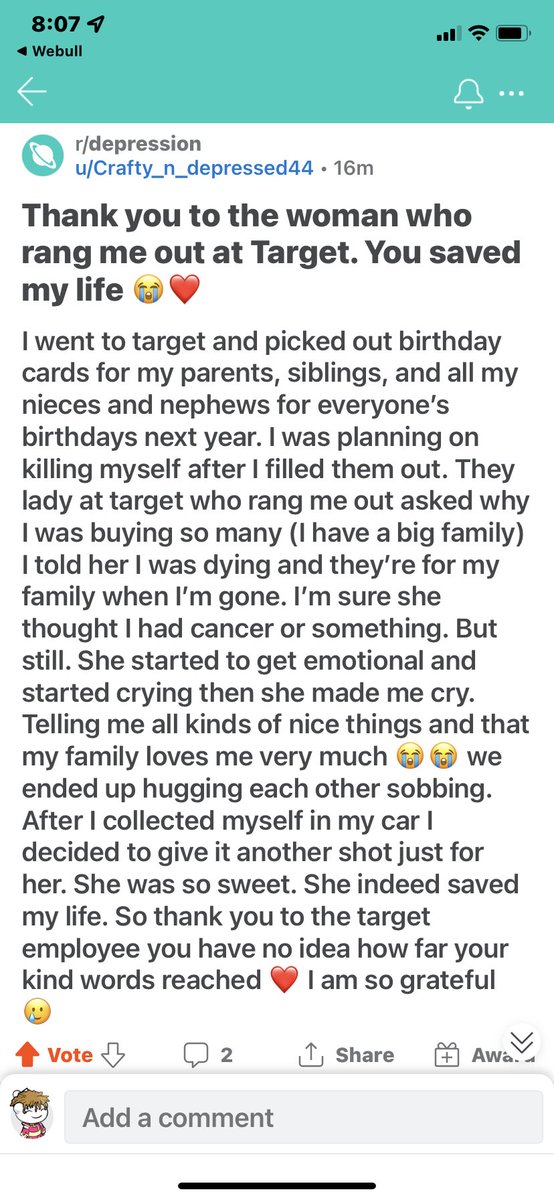 ⁦<a href="/Target/">Target</a>⁩ please find this wonderful and compassionate employee and let her know how she saved a life ♥️😍⁦<a href="/CBSNews/">CBS News</a>⁩ ⁦<a href="/ABC/">ABC News</a>⁩