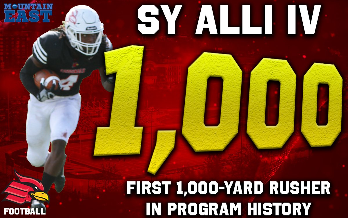 CONGRATULATIONS TO @SyAlli36!! With 78 yards rushing today, Alli becomes the first 1,000-yard rusher in program history!! He finished the season with 1,014 yards #GoCards