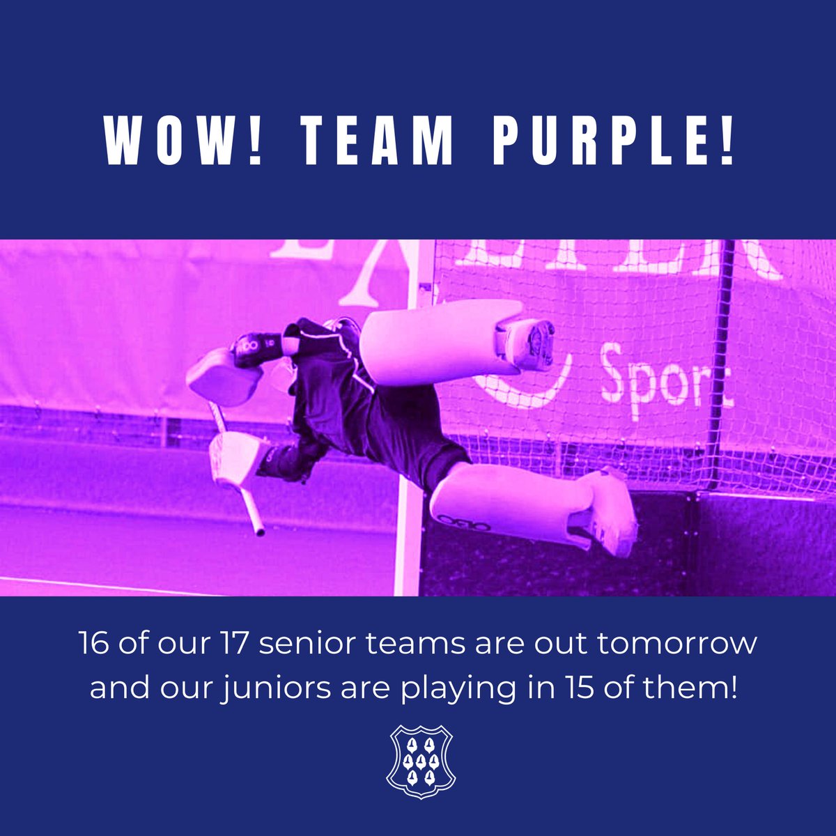 It’s looking like a Super Saturday with our juniors playing in 15 of the 16 senior teams! Go #TeamPurple! #hockey