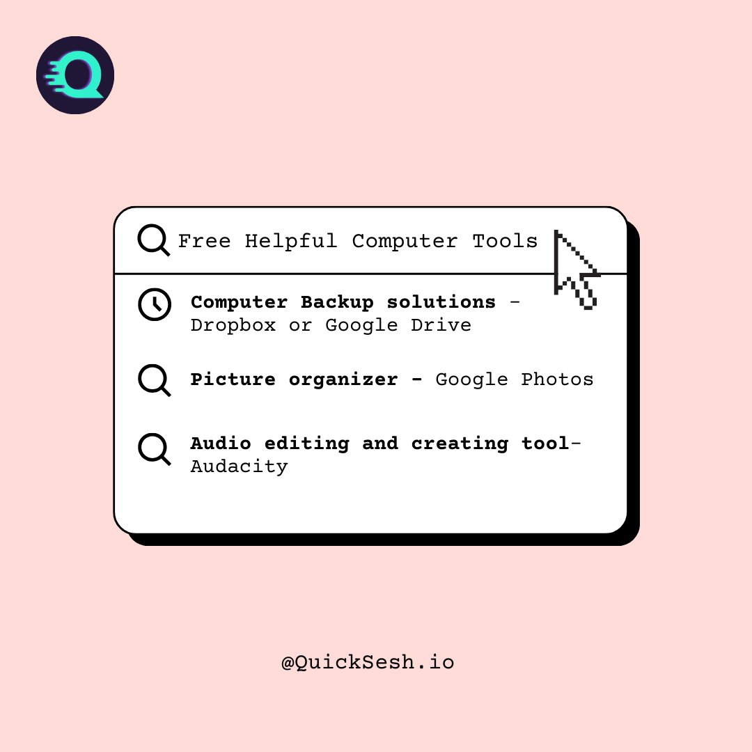 quick_sesh's tweet photo. Who doesn’t like free apps? Here are a few tools to help you organize your photos, backup your computer, &amp; audio edit and create any files (for all you podcast nerds 😉). https://t.co/iKt5ATwuED