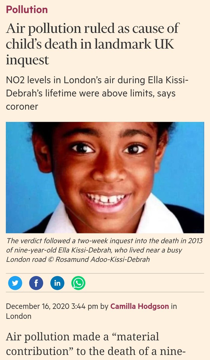 This beautiful child's name is Ella Kissi-Debrah. Ella lived with Asthma, air pollution is cited on death cert as contributing to a fatal attack! @edwinpootsmla
@RobinSwannMoH Please don't let this happen to my child! Ella's family continue fighting for #cleanair @rosamund_ElsFdn