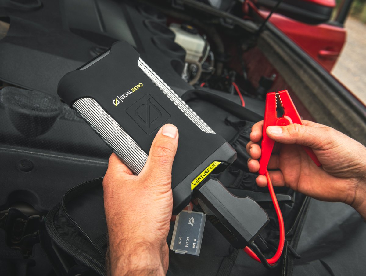 GoalZero's tweet image. Our Venture Jump offers more than just a way to revive a dead car battery. Packed with extras, like an IP67 waterproofing rating, this versatile, rugged portable jump starter doubles as a power bank that can charge your smartphone or other devices.  #poweredbygoalzero #goalzero
