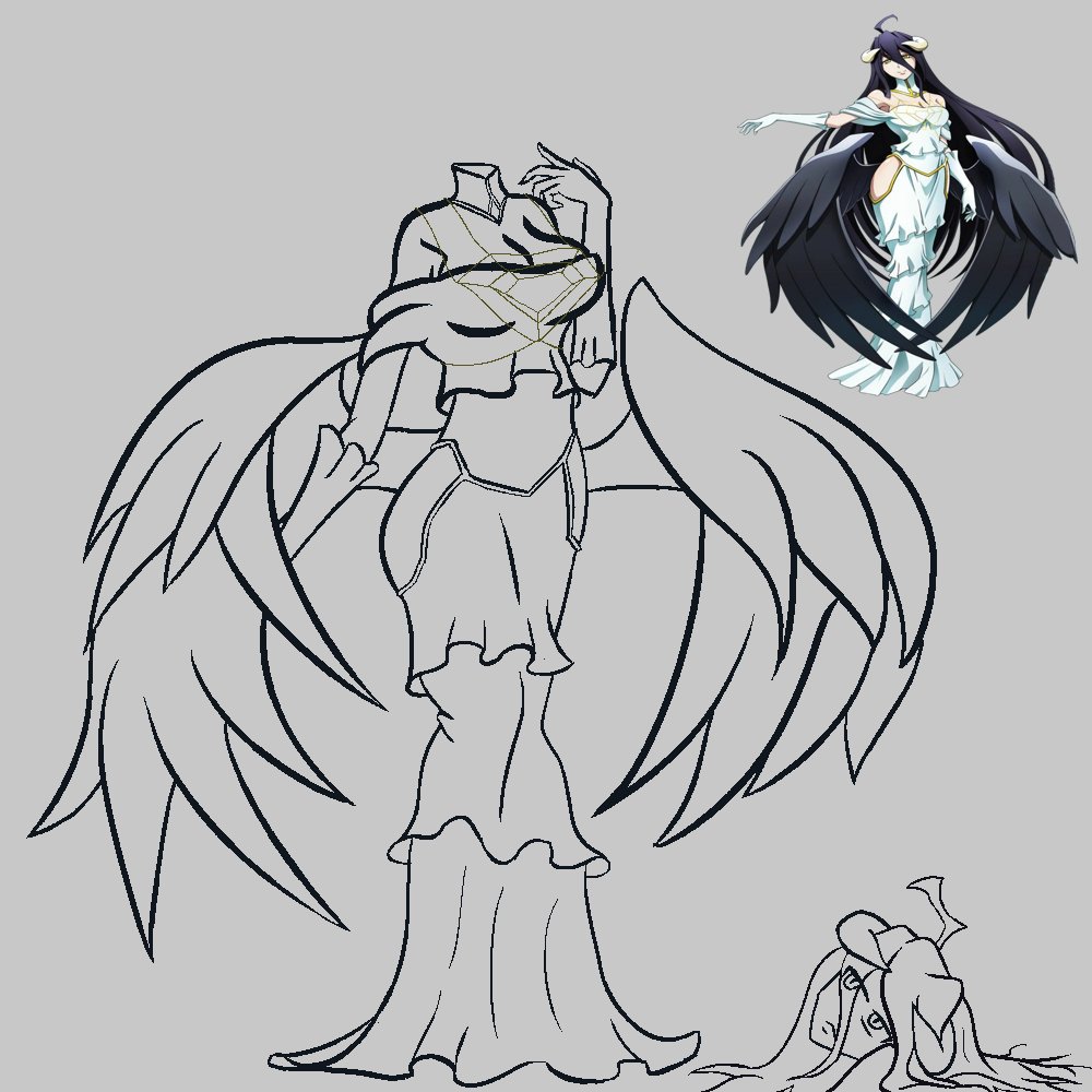 reverberon's tweet photo. Did an art stream for the first time in forever, this was a lineart request. Albedo losing her head. https://t.co/6Emg7ocWCr