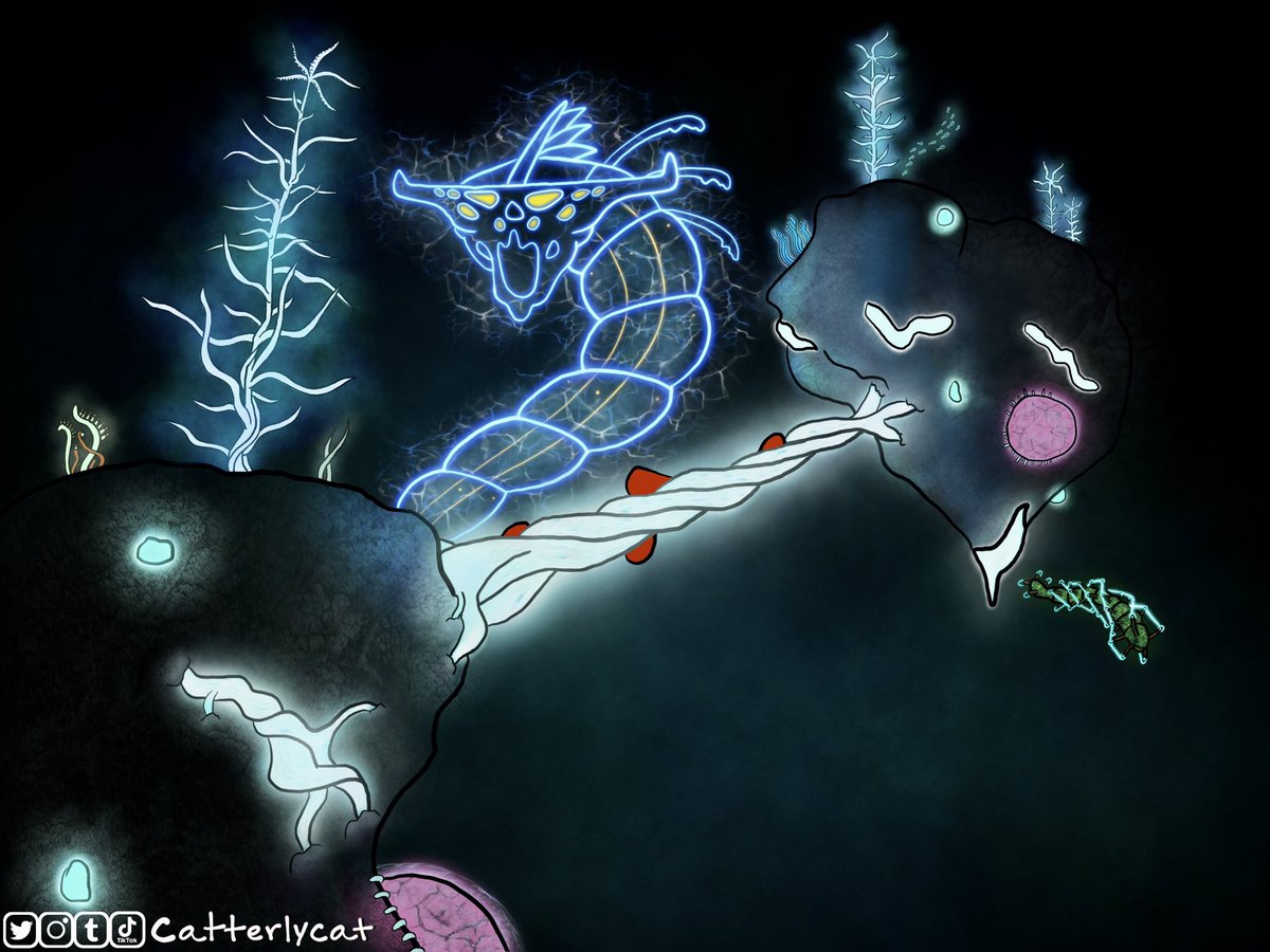 catterlycat's tweet photo. 🌊 Original vs. Fan Art 🌊 
It isn’t perfect, but this was my first digital art piece so I think it turned out well enough. Things are way creepier at night!

#subnautica #ghostleviathan #subnauticafanart #FANART #Leviathan #fanartist #FanArtFriday #DigitalArtist #digitalart https://t.co/QaZNGTKxR9