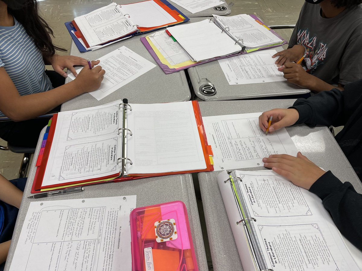 ShesMrsGaynor's tweet photo. Pulled out a group collaboration strategy from last yearโs PD by @ELA_HCS and Ss were so engaged. The discussions around theme were so interesting to hear. EVERY single student was involved and my heart was filled with lots of joy! https://t.co/isXrvl6dpT