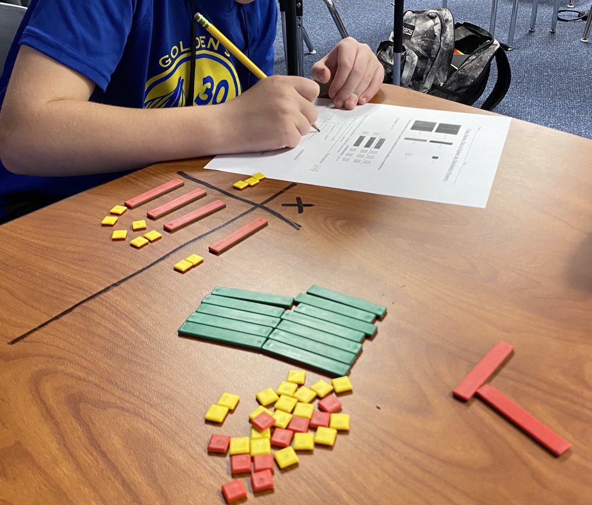 6th grade Mathematics Focus: Modeling how different properties of operations relate to and help us simplify expressions. We used algebra tiles to help us understand the distributive and identity properties. <a href="/VikingsofMOVE/">Vaughan Vikings</a>