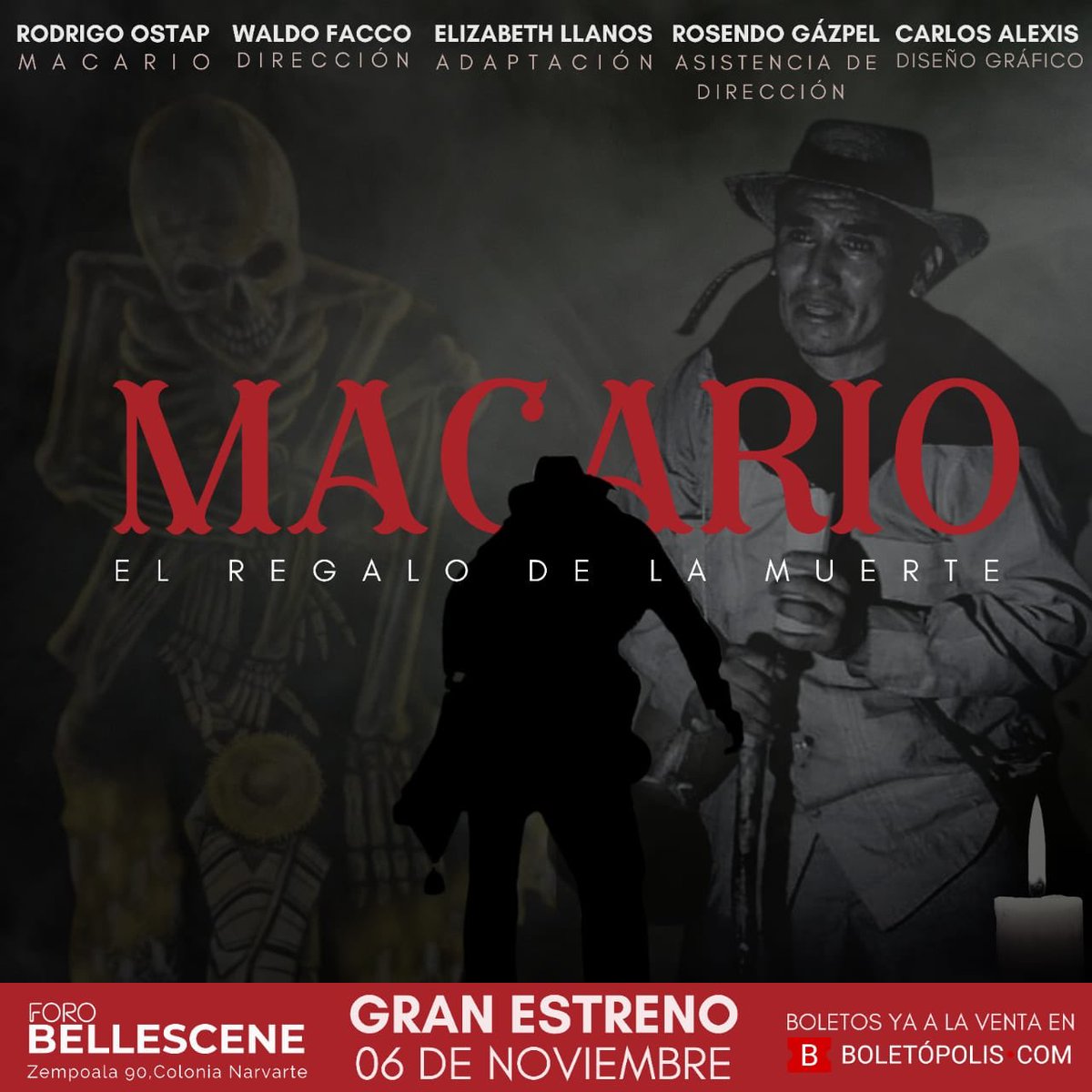 Función mañana 19:30 en <a href="/ForoBellescene/">Foro Bellescene</a> con <a href="/OstapRodrigo/">Rodrigo Ostap</a> adaptación <a href="/ElizaLlanos/">Elizabeth Llanos</a> <a href="/waldofacco/">waldo facco</a> Dir.