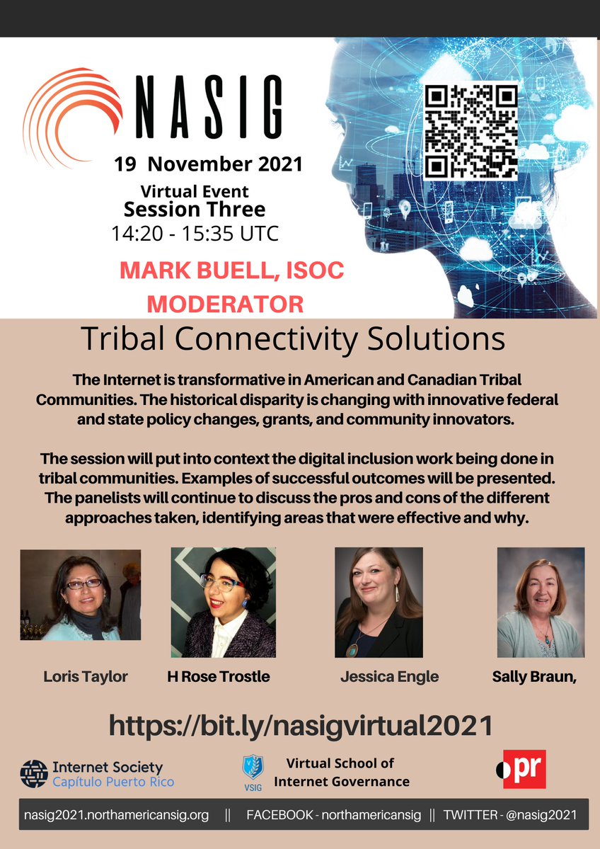 nasig2021's tweet photo. Are you ready to hear about some Tribal Connectivity Solutions implemented in North America! Join us! Register at - https://t.co/AxUSFTDWi8. @ISOCPR @puntopr @teamnaralo @VirtualSchoolIG https://t.co/R4mAfhDqr6