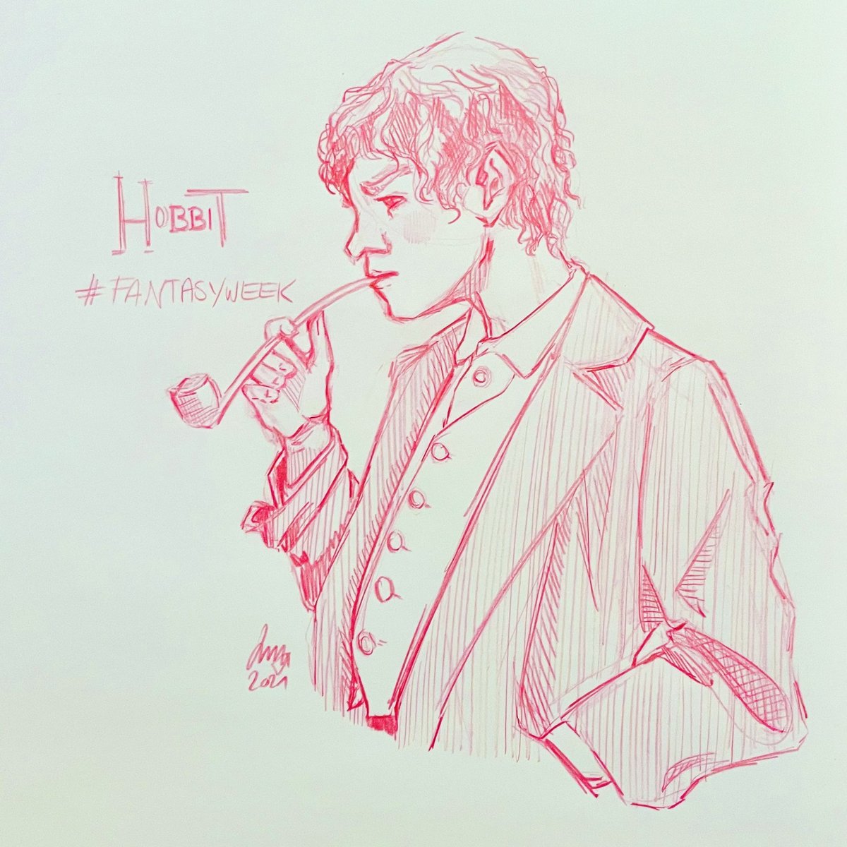 rayven2303's tweet photo. @Cloafleev1606 @Rhaudun Besser spät als nie 😄 Mein Hobbit zur #fantasyweek #fabelwesenwoche
Eine der schnelleren Sketches 🙈 Dafür erkennt man ihn auch leider nicht 😏 muss ich mir das Gesicht nochmal richtig vornehmen mit mehr Zeit! https://t.co/2J9S3mmk56