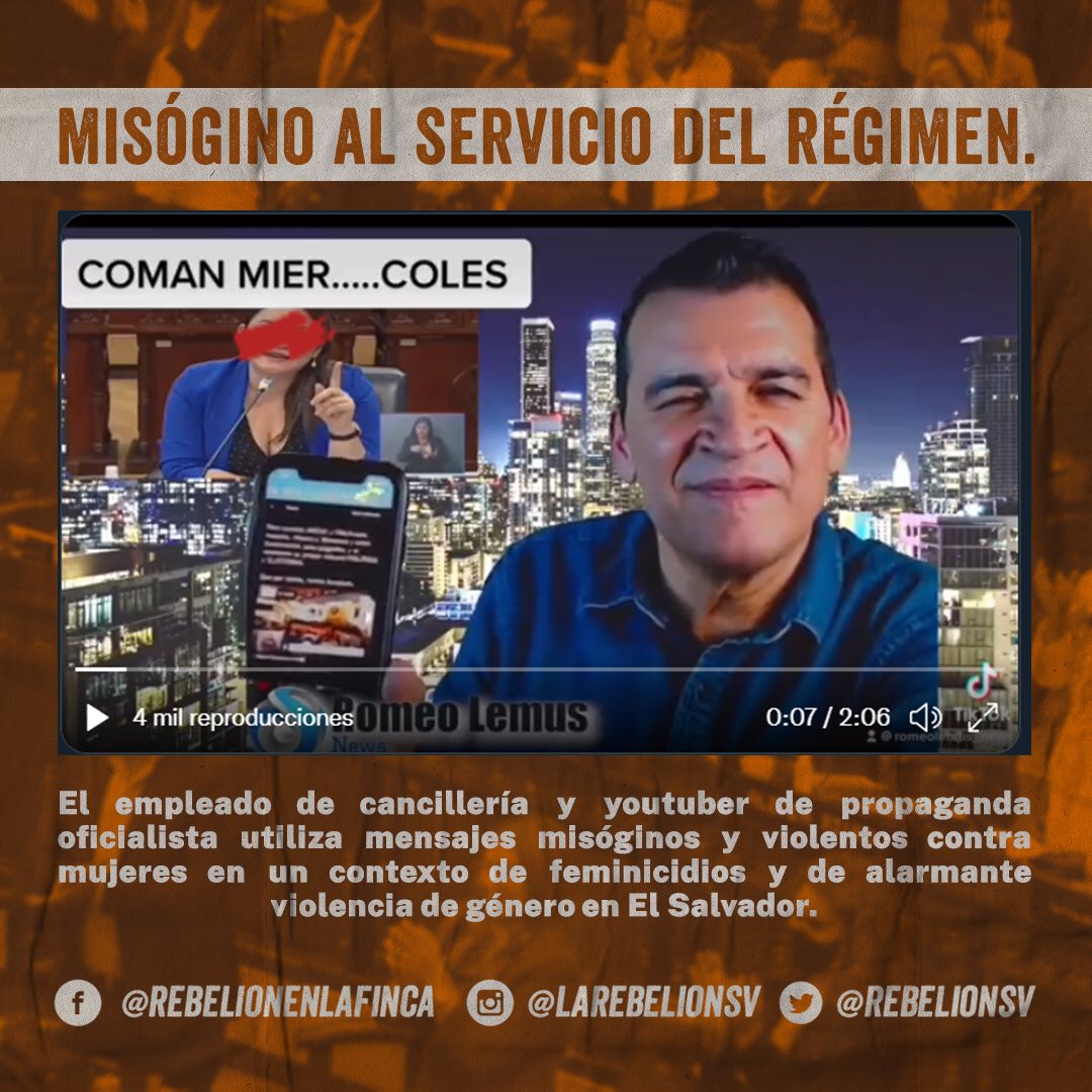 RebelionSV's tweet photo. Romeo Lemus es igual que Walter Araujo. Nuevas Ideas respalda machistas y misóginos. https://t.co/iIB2WU6zVL