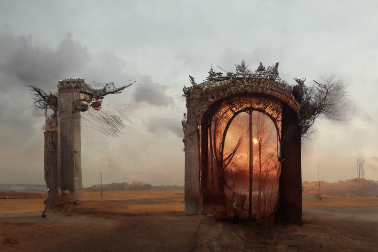 "the gateway between dreams, trending on ArtStation" (CLIP guided YFCC diffusion, 968M parameter model, it's not done training yet)