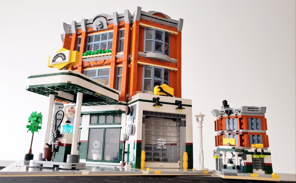 hayauma_lego's tweet image. 8×8サイズの街角のガレージ完成

使用パーツ数的には警察署と同じくらい多いけど、DarkOrangeやSandBludを使っているのでパーツ単価は高かった💦

次はにぎやかな街角と銀行を作成予定😁

#LEGO #レゴ #CreatorExpert #set10264 #set10230 #MiniModulars #afol