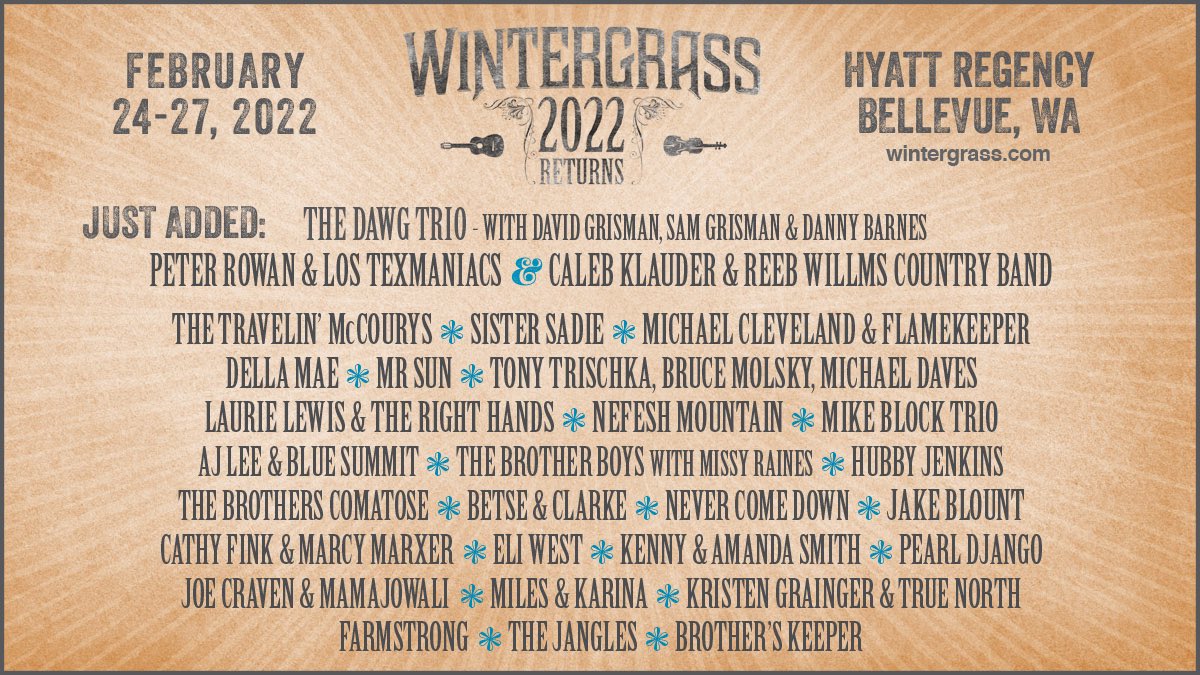 Some mighty fine additions to the Wintergrass 2022 line up!