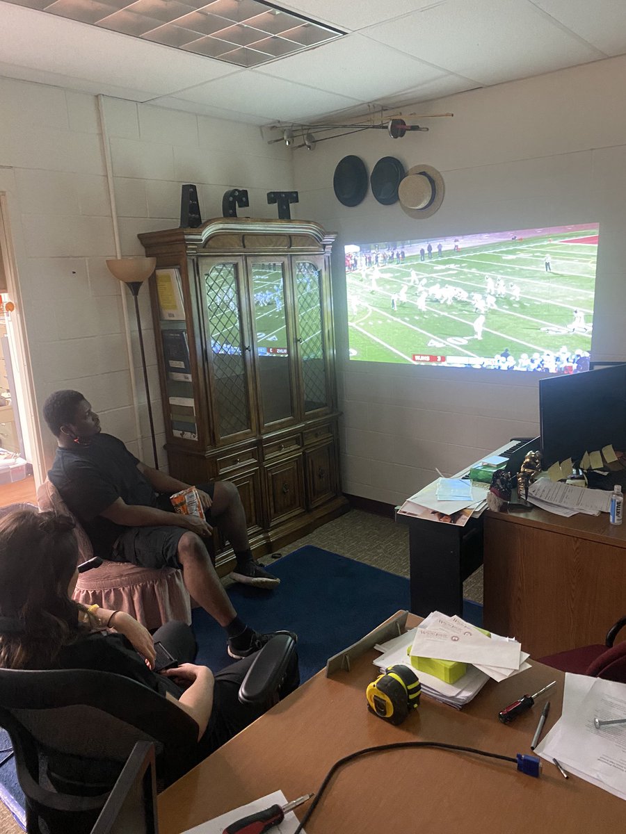 ztomko's tweet photo. @WJBNSports Centerstage Tech Crew supporting the football team before their show! https://t.co/Ys0GjPoPgZ
