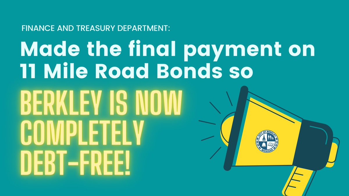 cityofberkley's tweet photo. #DepartmentFeature: The Finance and Treasury Department lead our City through another uncertain fiscal year with some BIG wins, including making the final payment on 11 Mile Rd bonds. This makes Berkley completely debt-free! https://t.co/tKxBBi90VJ